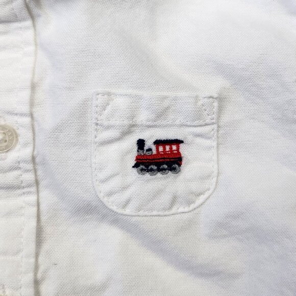 Janie and Jack Baby Train Icon Oxford Bodysuit sz 0-3 months - Picture 5 of 11